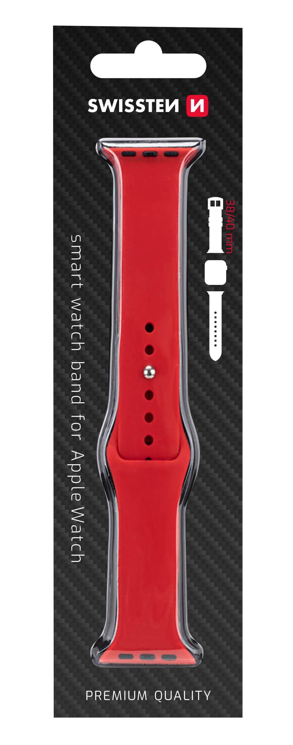 Silikónový remienok Swissten pre Apple Watch 38-40 mm - červený